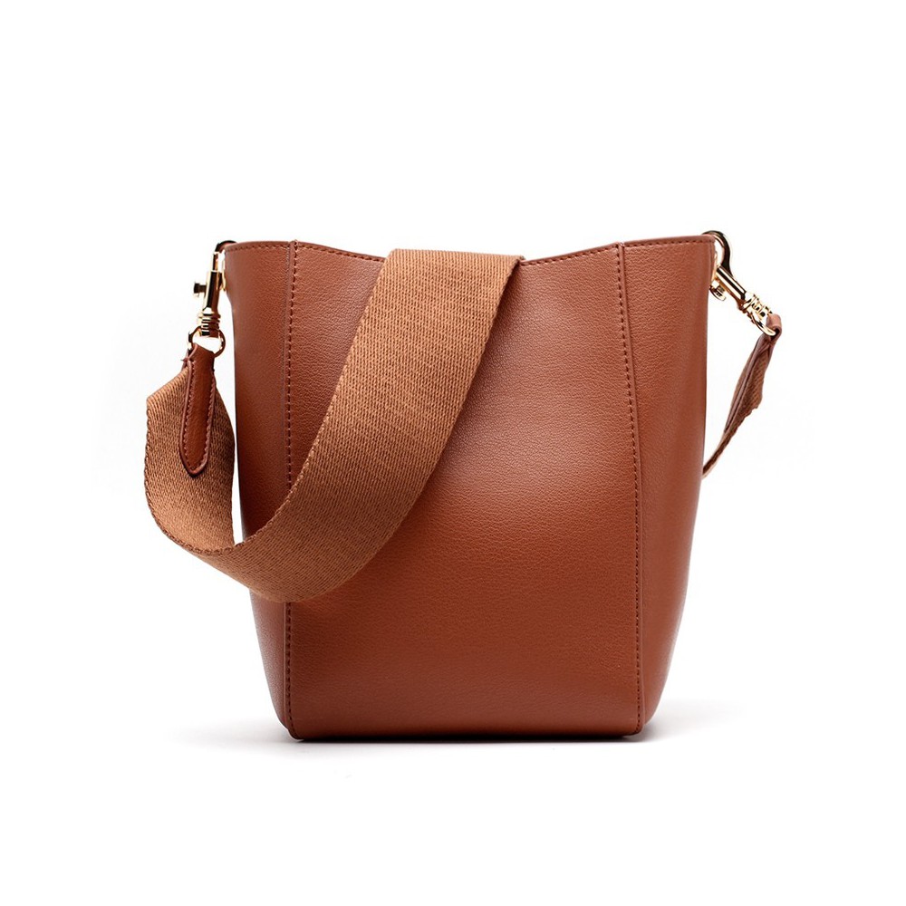 Eldora Genuine Leather Bucket Bag Brown 76410