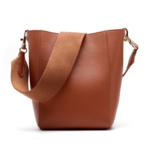 Eldora Genuine Leather Bucket Bag Brown 76410