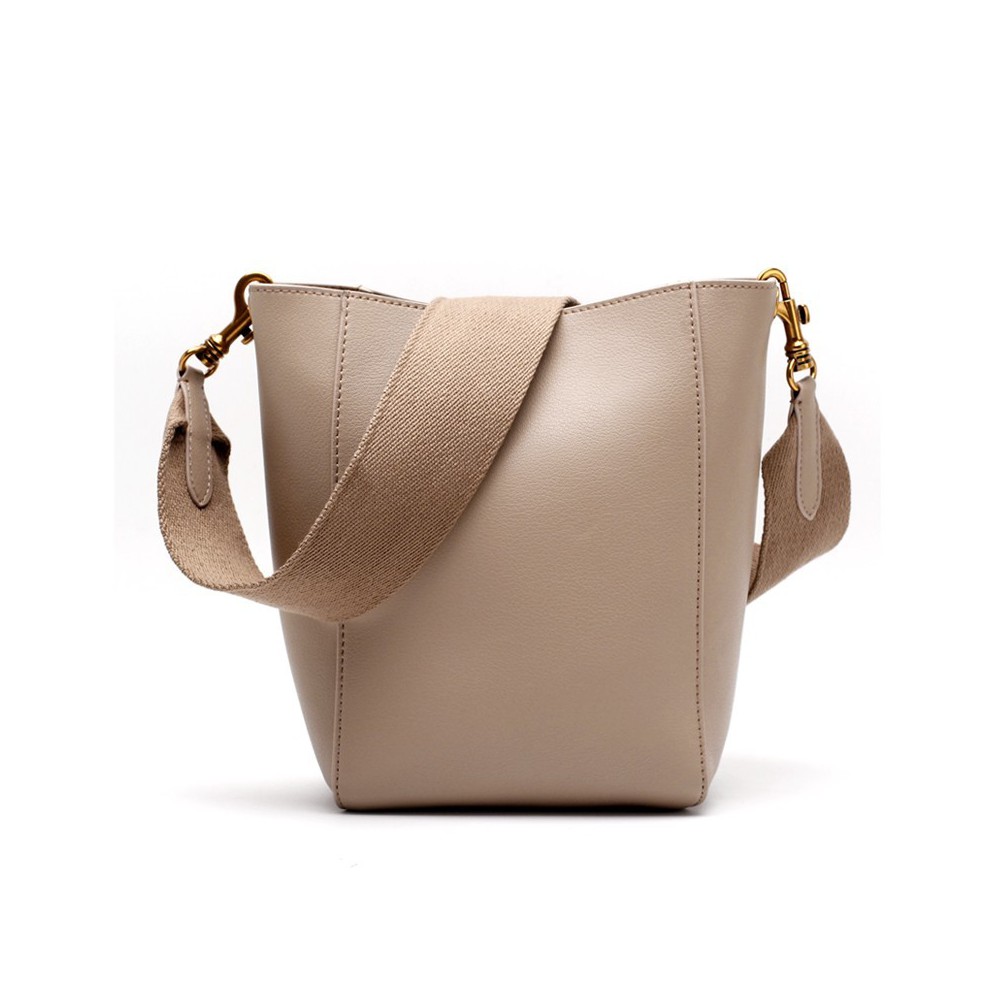 Eldora Genuine Leather Bucket Bag Khaki 76410