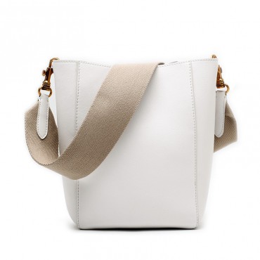 Eldora Genuine Leather Bucket Bag White 76410