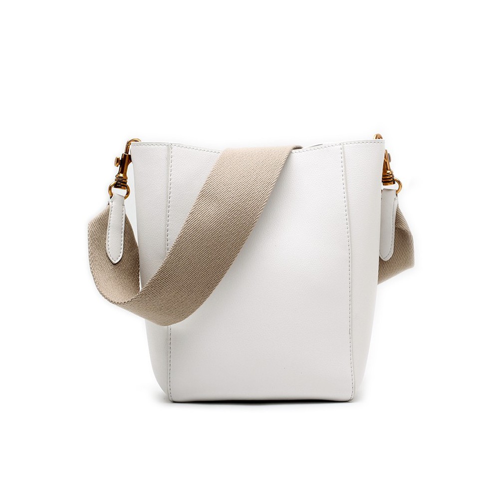 Sac à main seau en cuir Blanc 76410