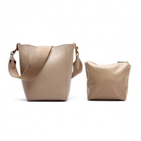 Eldora Genuine Leather Bucket Bag Khaki 76410