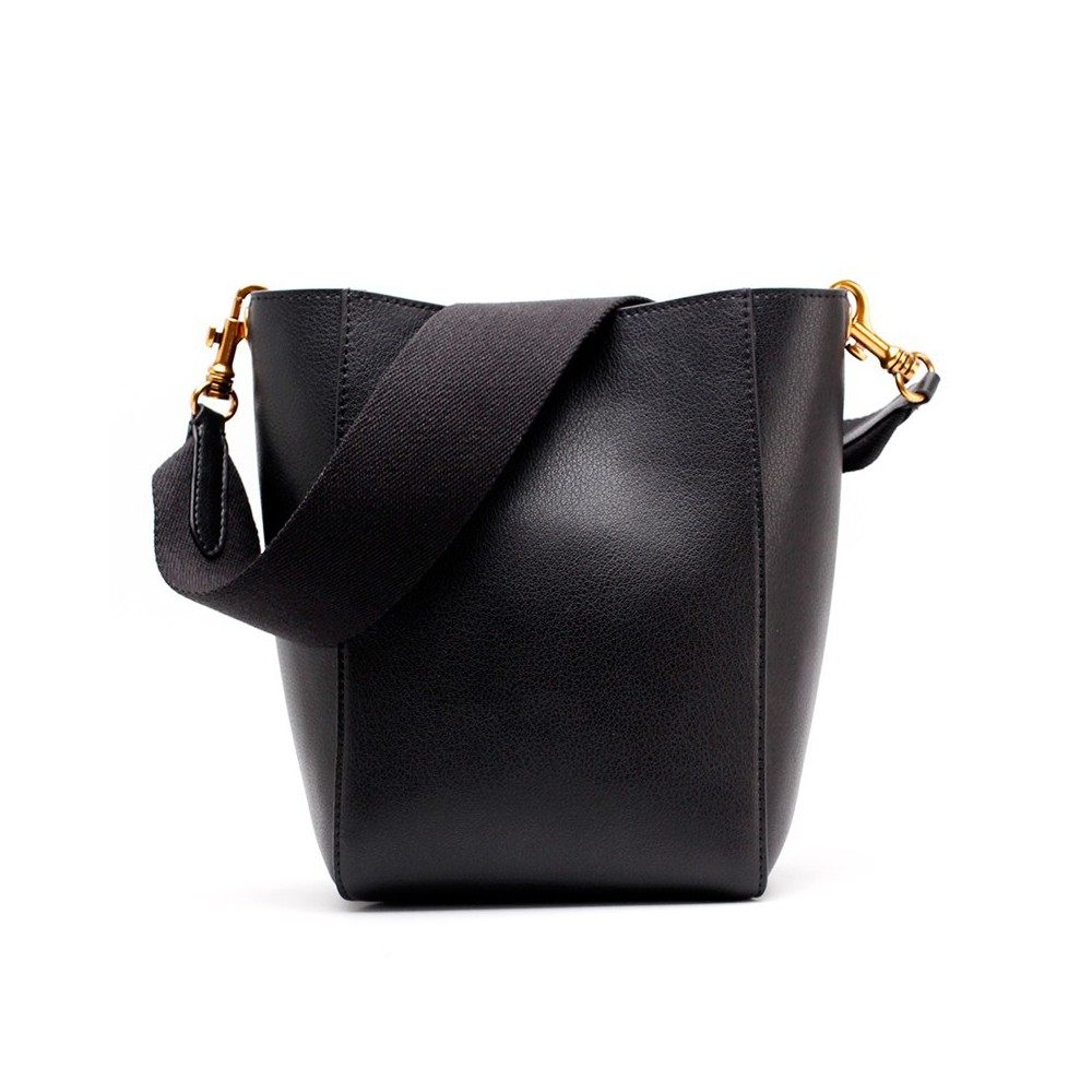 Eldora Genuine Leather Bucket Bag Black 76410