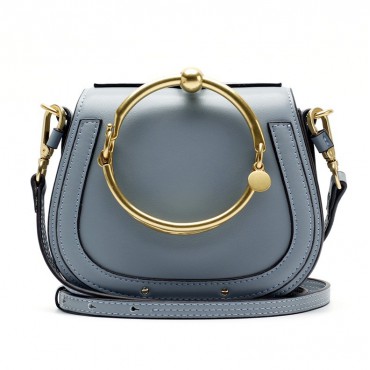 Eldora Genuine Leather Shoulder Bag Light Blue 76411