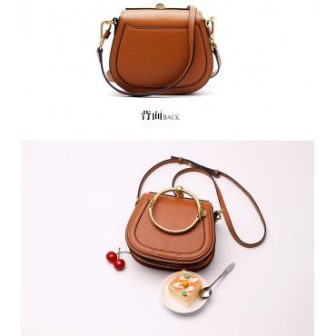 Eldora Genuine Leather Shoulder Bag Brown 76411