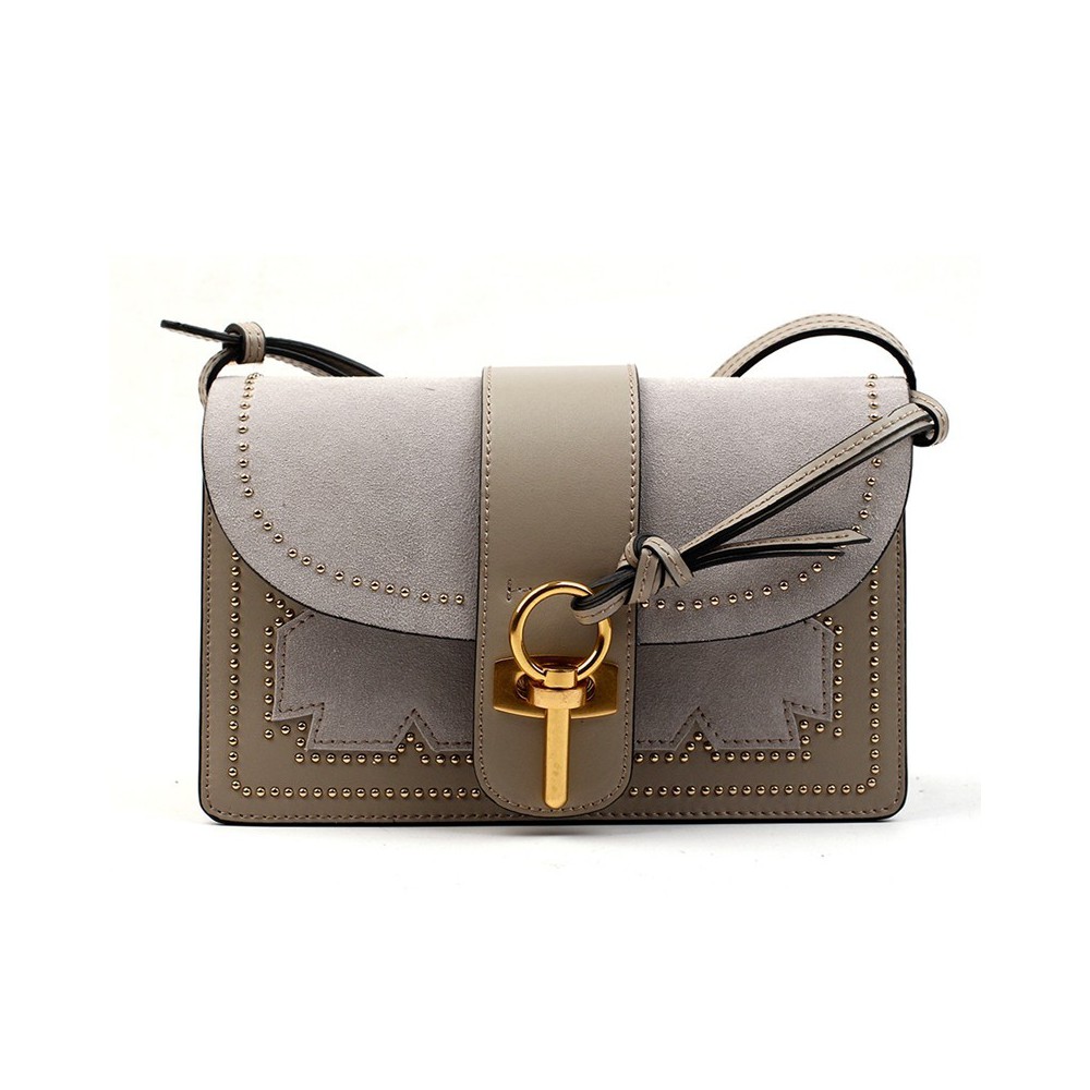 Eldora Genuine Leather Shoulder Bag Grey 76412