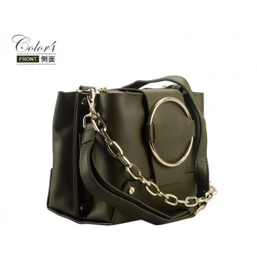 Eldora Genuine Leather Shoulder Bag Dark Green 76413