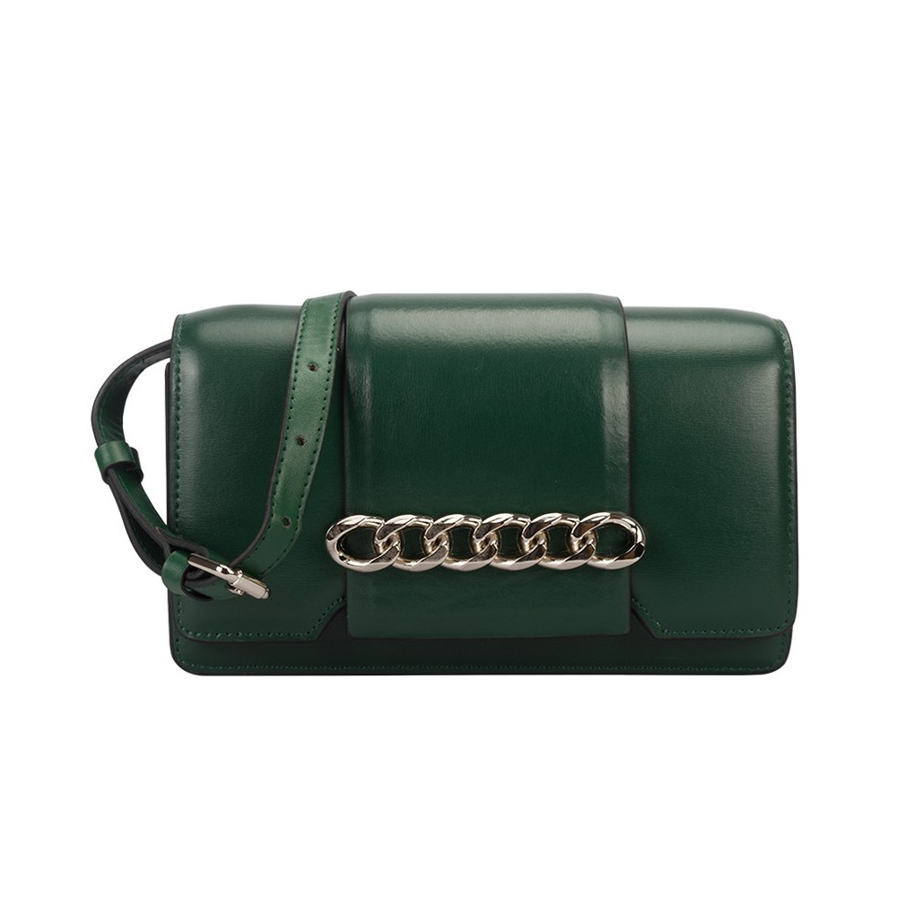 Eldora Genuine Leather Shoulder Bag Dark Green 76419