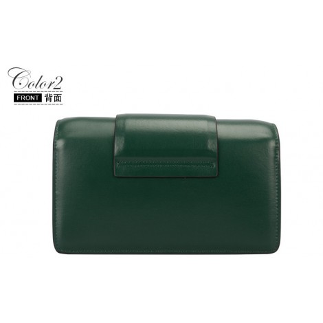 Eldora Genuine Leather Shoulder Bag Dark Green 76419