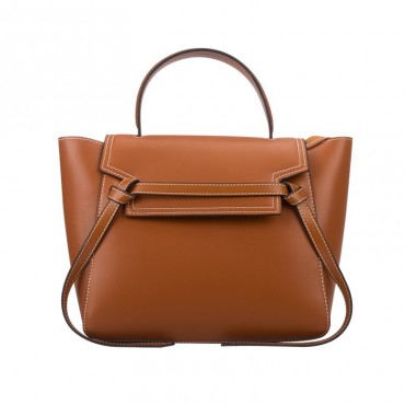 Eldora Genuine Leather Top Handle Bag Brown 76420