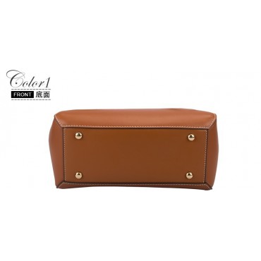 Eldora Genuine Leather Top Handle Bag Brown 76420