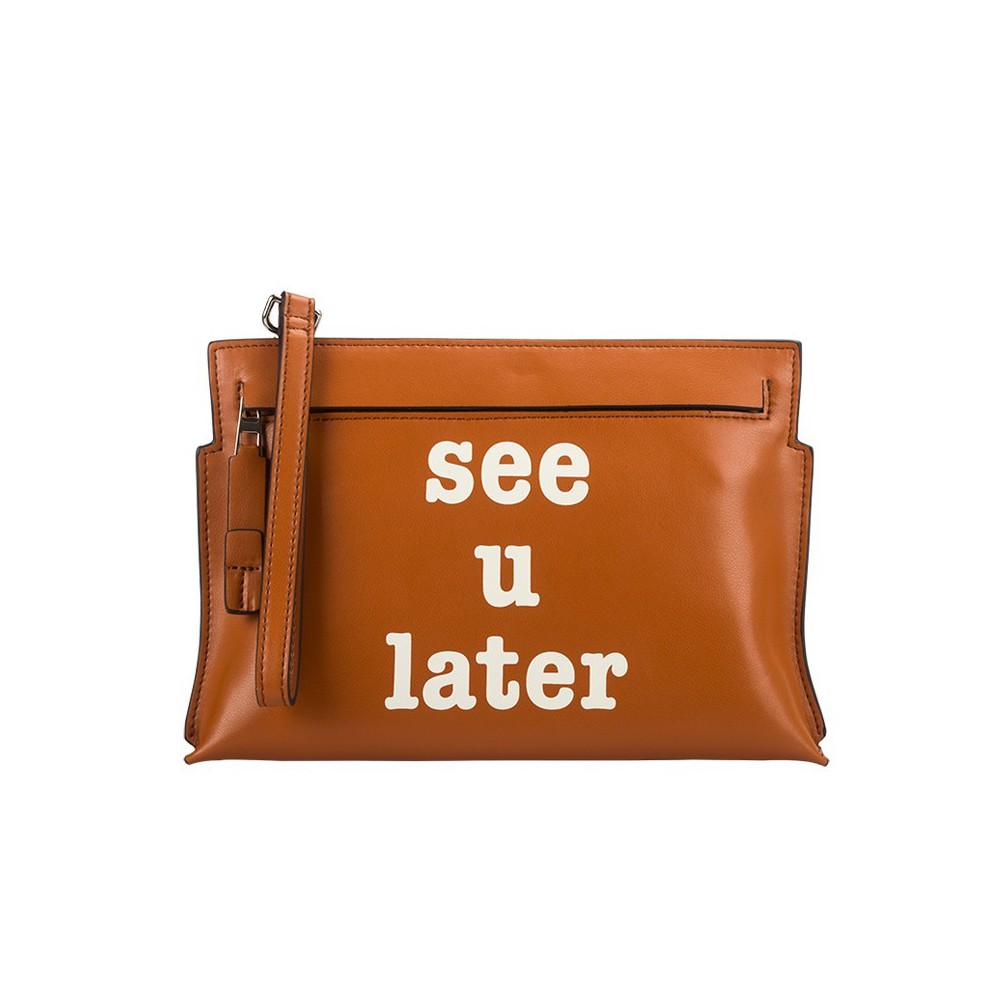 Eldora Genuine Leather Clutch Bag Brown 76423