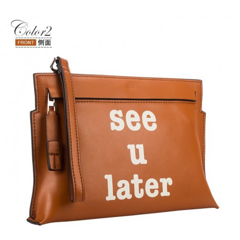 Eldora Genuine Leather Clutch Bag Brown 76423