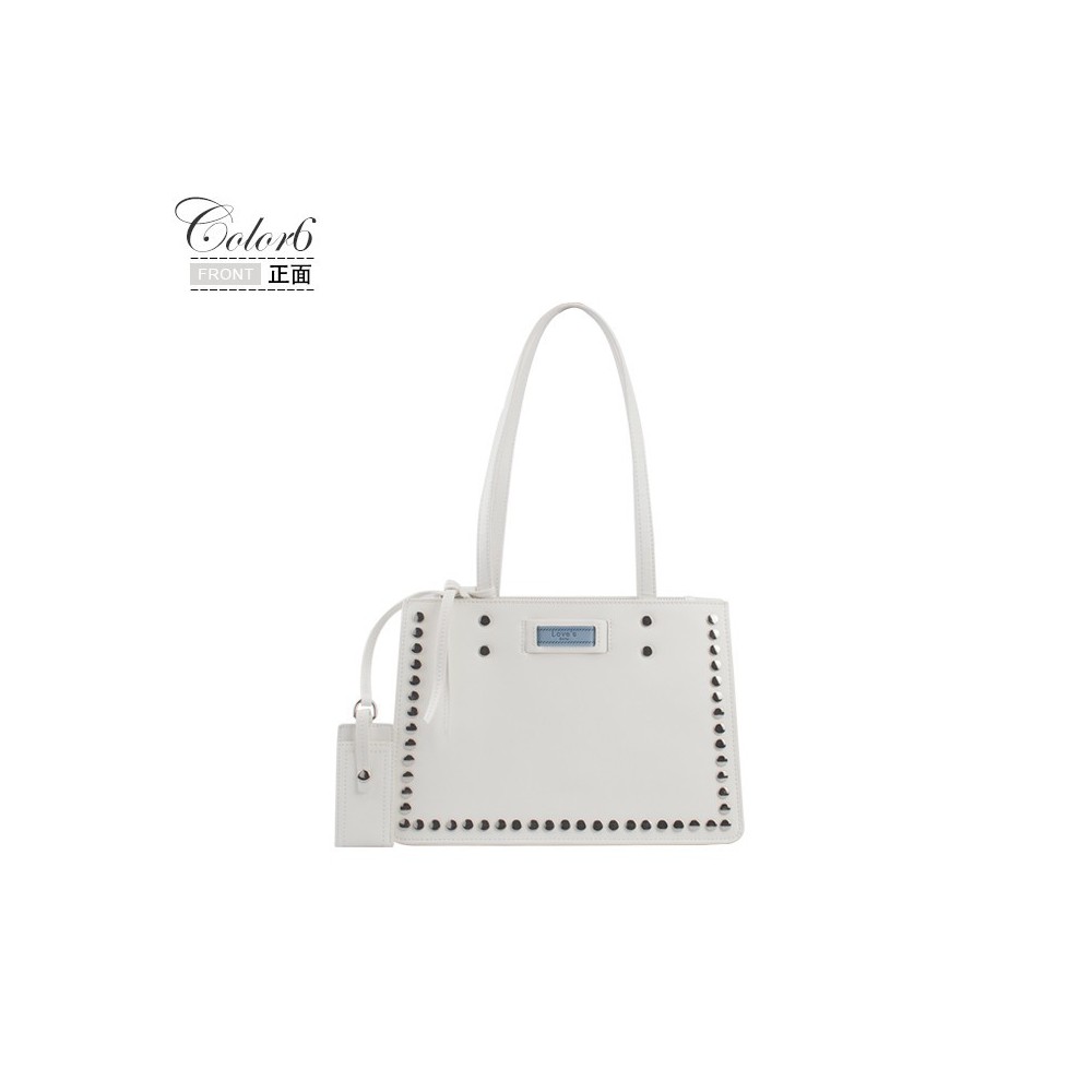 Eldora Genuine Leather Top Handle Bag White 76425