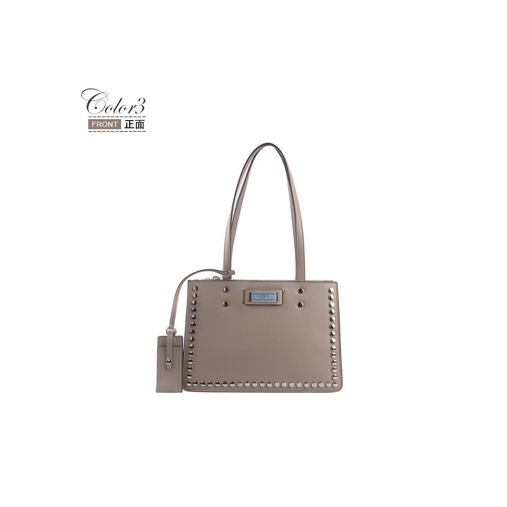 Eldora Genuine Leather Top Handle Bag Khaki 76425