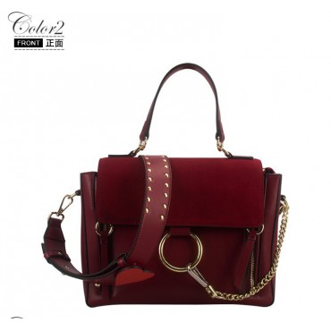 Eldora Genuine Leather Shoulder Bag Dark Red 76427