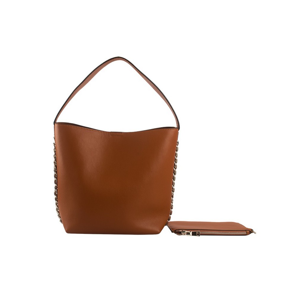 Eldora Genuine Leather Bucket Bag Brown 76428