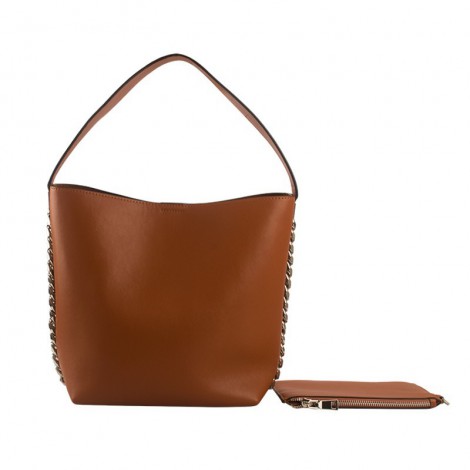 Eldora Genuine Leather Bucket Bag Brown 76428