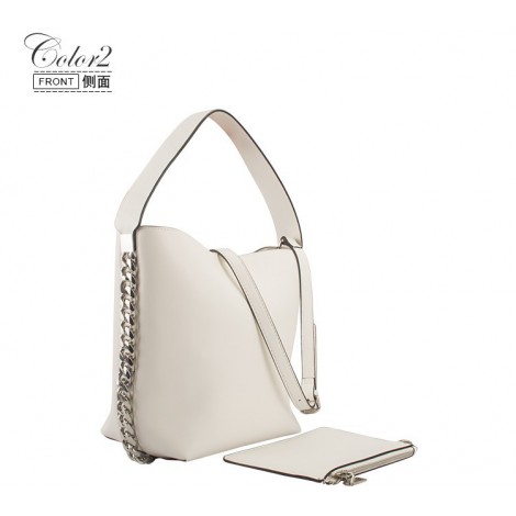 Eldora Genuine Leather Bucket Bag White 76428