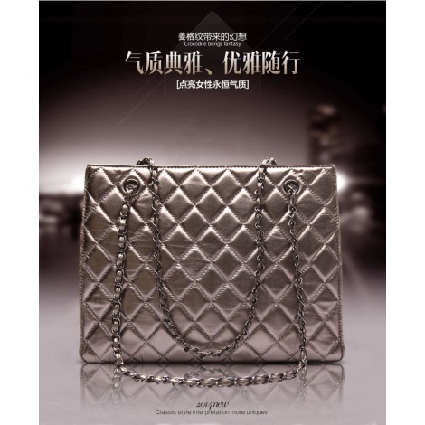 Marceau Genuine Leather Shoulder Bag Silver 75113