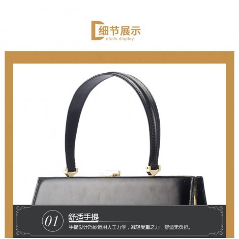 Eldora Genuine Leather Top Handle Bag Black 76431