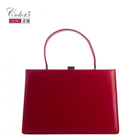 Eldora Genuine Leather Top Handle Bag Red 76431