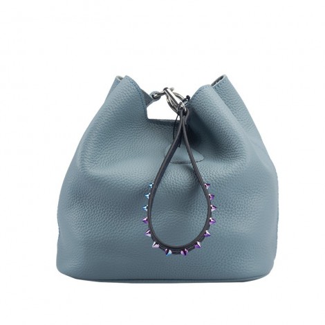 Eldora Genuine Leather Bucket Bag Blue 76433