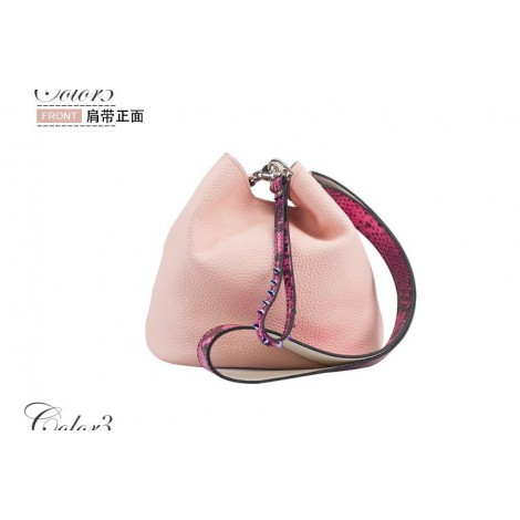 Eldora Genuine Leather Bucket Bag Pink 76433