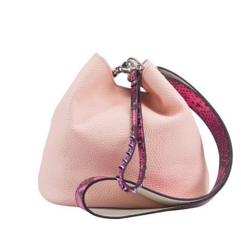 Eldora Genuine Leather Bucket Bag Pink 76433