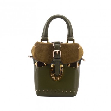 Eldora Genuine Leather Top Handle Bag Green 76434
