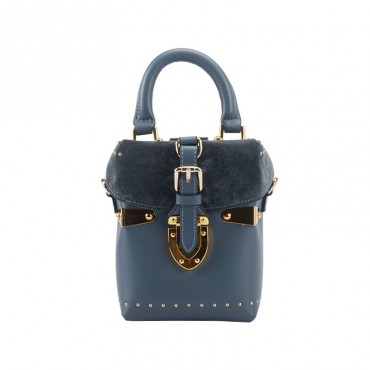 Eldora Genuine Leather Top Handle Bag Blue 76434