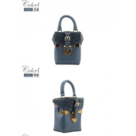 Eldora Genuine Leather Top Handle Bag Blue 76434