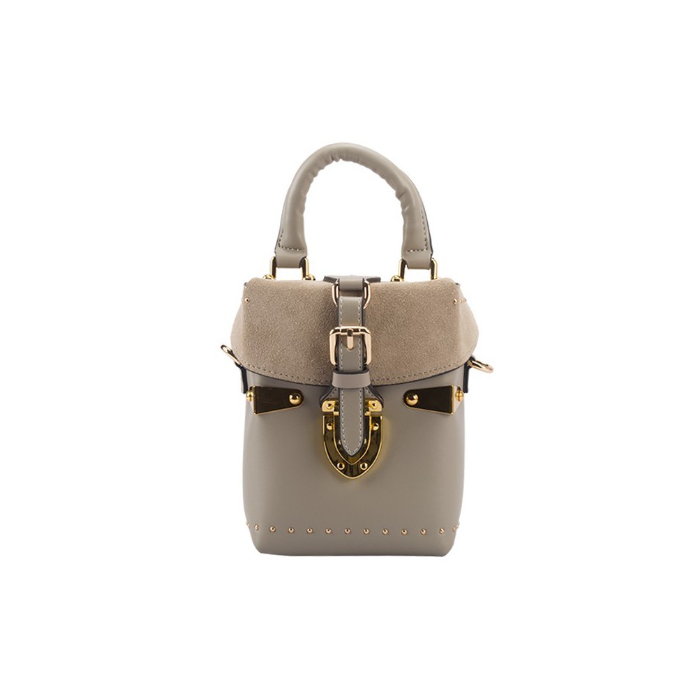 Eldora Genuine Leather Top Handle Bag Grey 76434