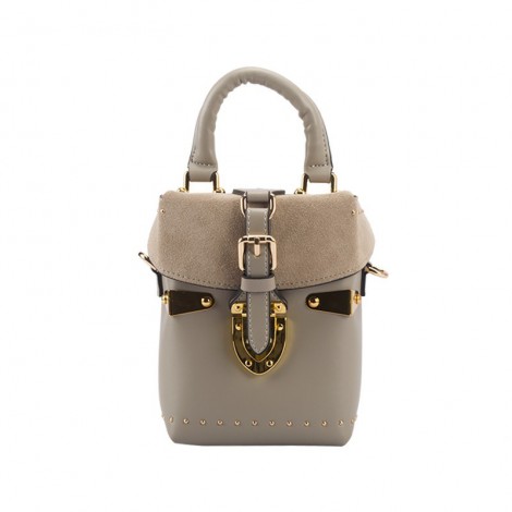 Eldora Genuine Leather Top Handle Bag Grey 76434