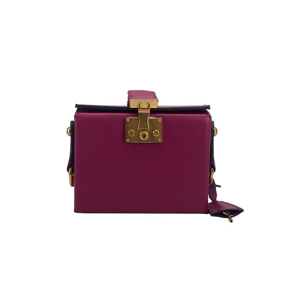 Sac à main porté épaule en cuir  Violet 76435