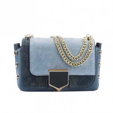 Eldora Genuine Leather Shoulder Bag Blue 76439