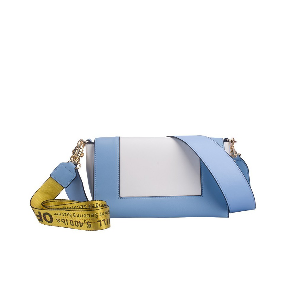 Eldora Genuine Leather Shoulder Bag Blue White 76440