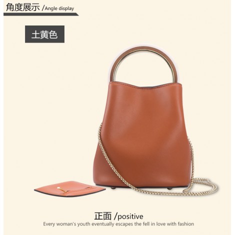 Eldora Genuine Leather Top Handle Bag Brown 76441