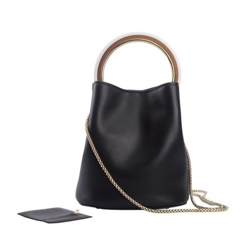 Eldora Genuine Leather Top Handle Bag Black 76441
