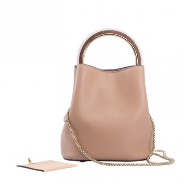 Eldora Genuine Leather Top Handle Bag Khaki 76441