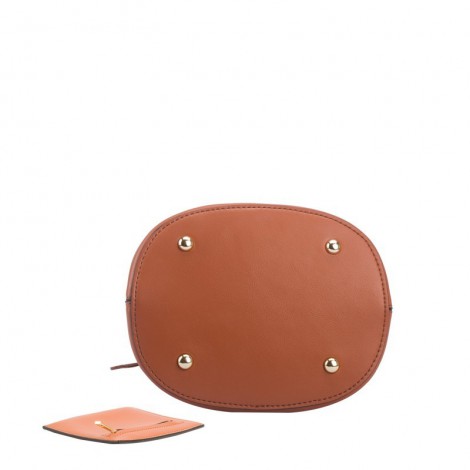 Eldora Genuine Leather Top Handle Bag Brown 76441