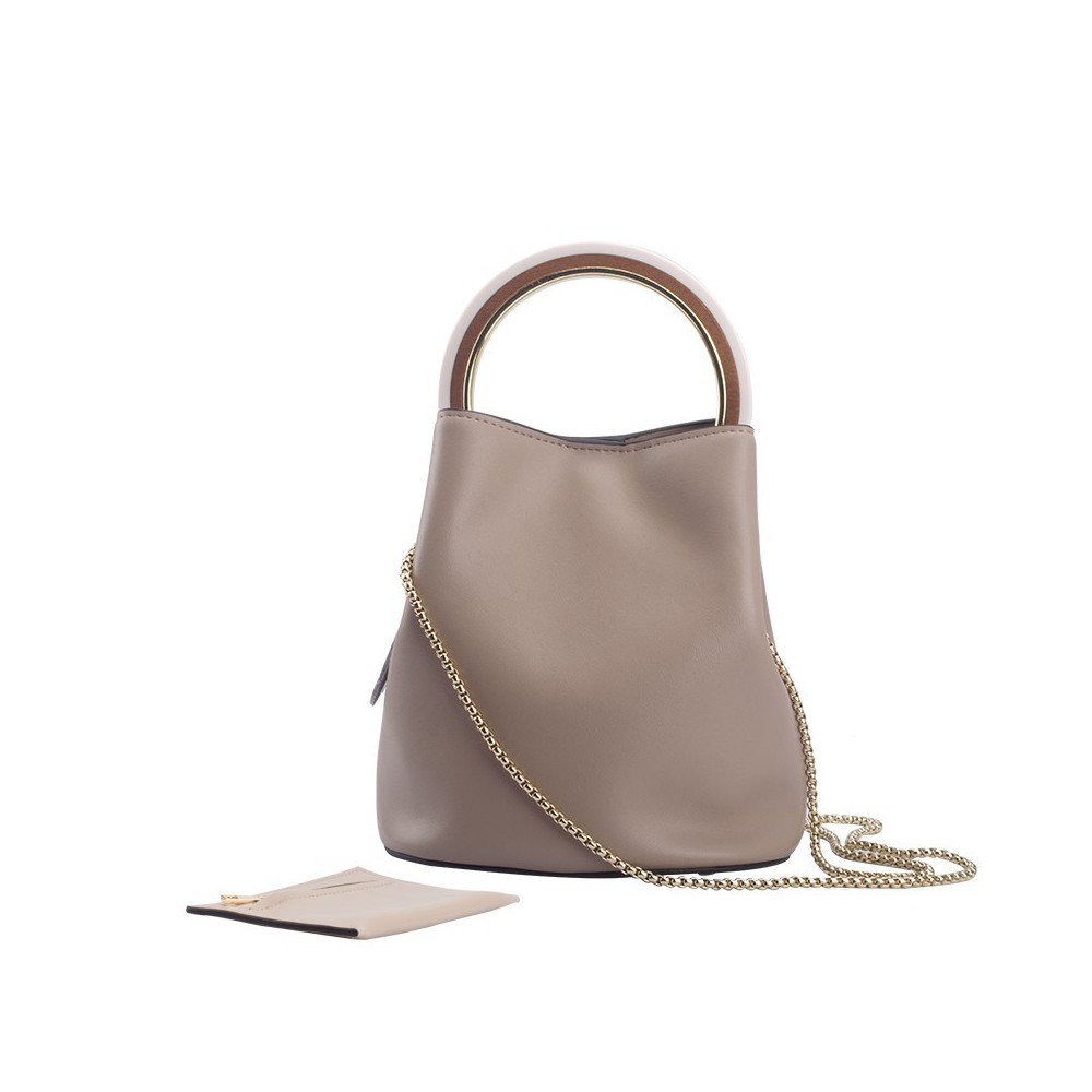 Eldora Genuine Leather Top Handle Bag Grey 76441