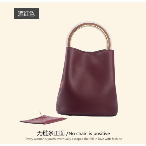 Eldora Genuine Leather Top Handle Bag Dark Red 76441