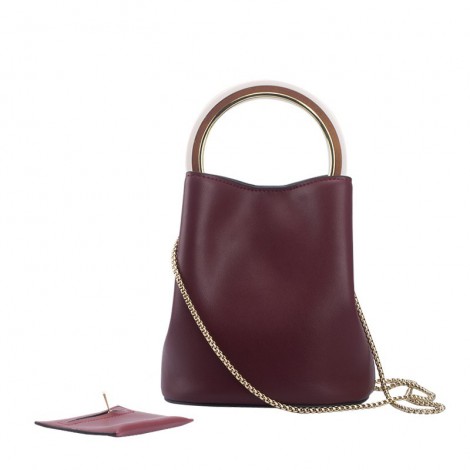 Eldora Genuine Leather Top Handle Bag Dark Red 76441