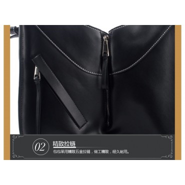Eldora « See u later » Genuine Cowhide Leather Tote Bag Black 76443