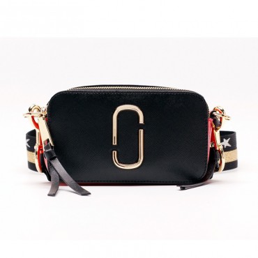 Eldora Genuine Leather Shoulder Bag with Decoration Pattern Black 76448
