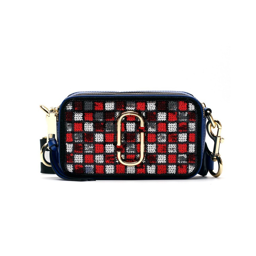 Eldora Genuine Leather Shoulder Bag with Decoration Pattern Blue Grey Red 76448