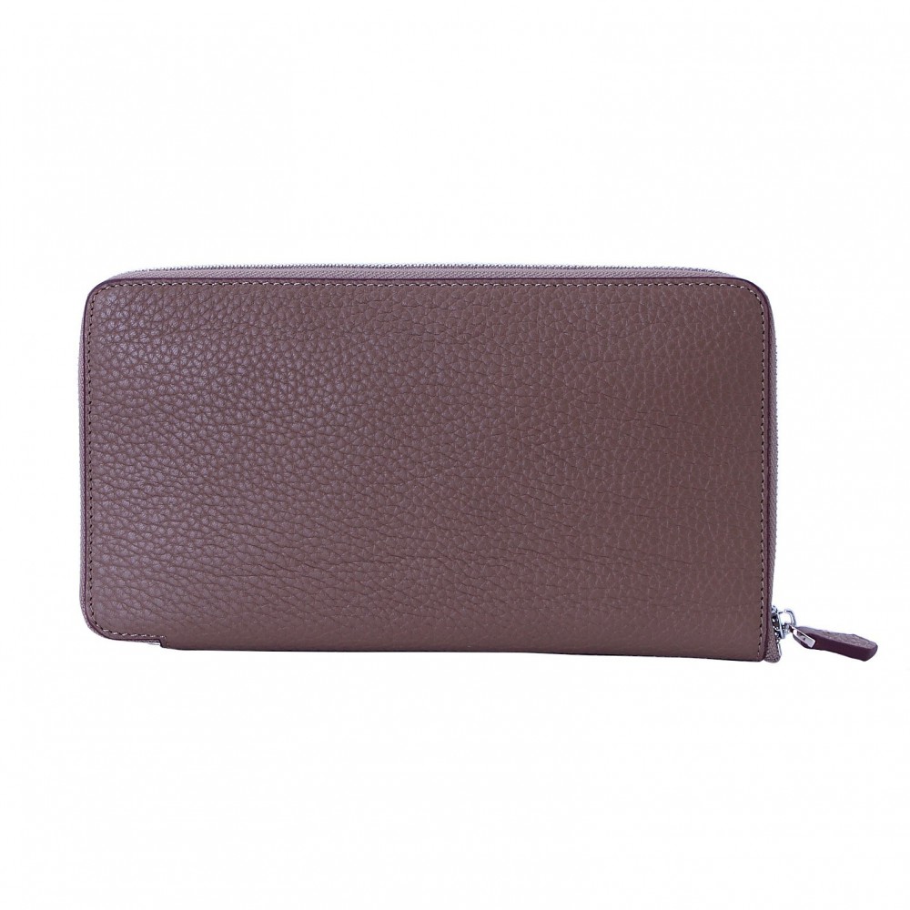 Rosaire « Helene » Women's Zipper Wallet made of Togo Leather in Elephant Gray Color 15986