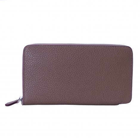 Rosaire « Helene » Women's Zipper Wallet made of Togo Leather in Elephant Gray Color 15986