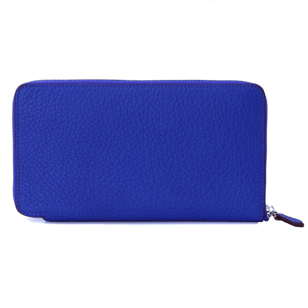 Rosaire « Helene » Women's Zipper Wallet made of Togo Leather in Electric Blue Color 15986